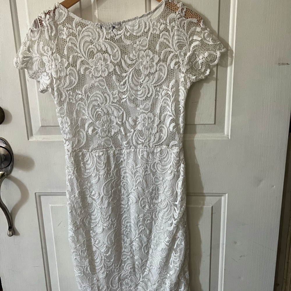 Ambiance White Flutter Sleeve Sheath Dress